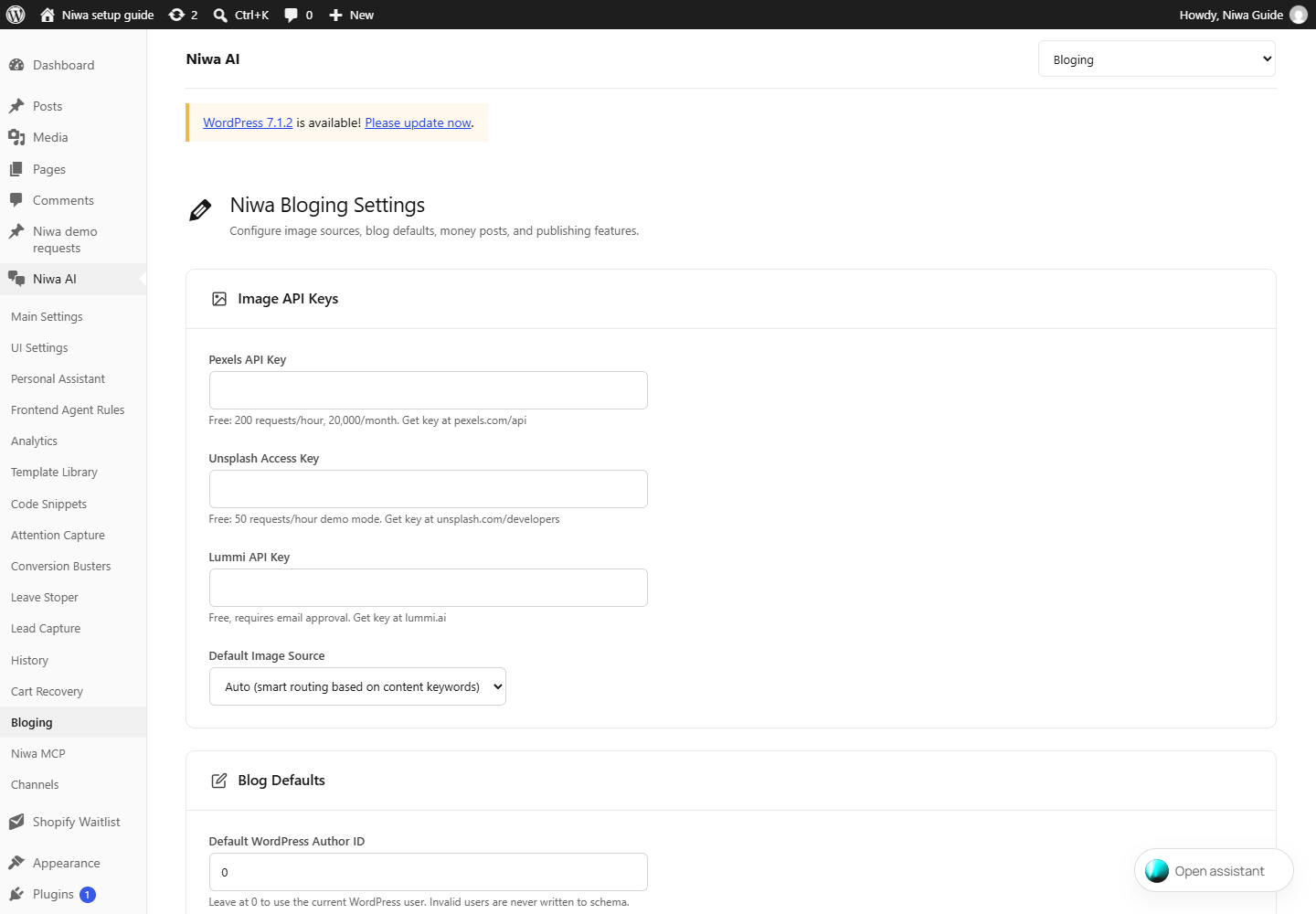 Bloging in Niwa AI 0.13.1024