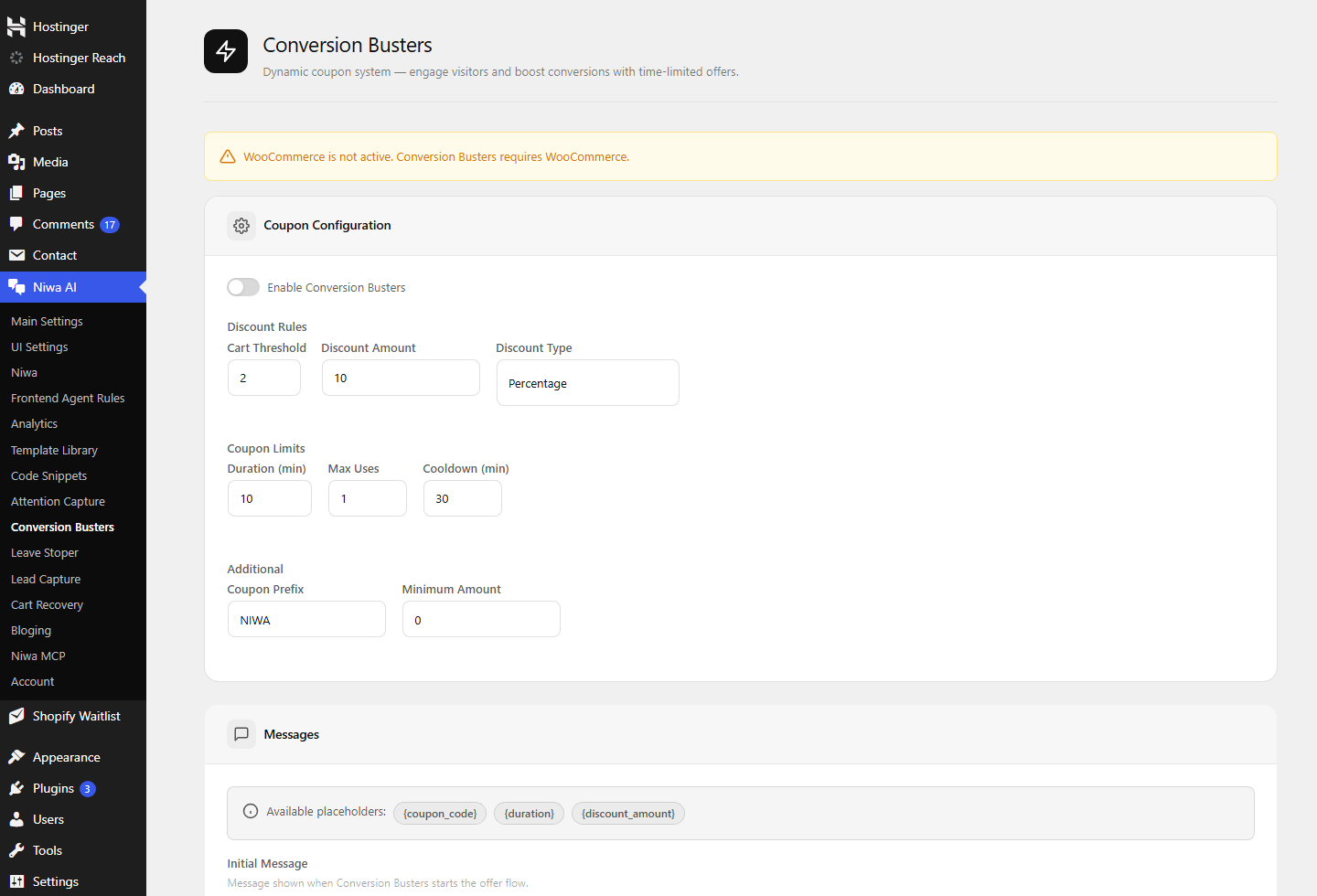 Niwa AI conversion diagnostics