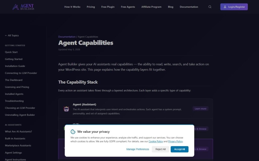 Agent Builder vs Niwa AI: Build Agents or Run Your WordPress Business?: official agentic-plugin.com website screenshot