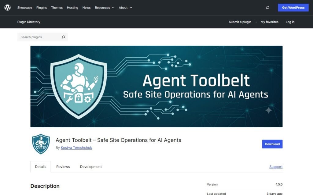 Agent Toolbelt vs Niwa AI: Safe Operations or WordPress Business Agent?: official wordpress.org website screenshot