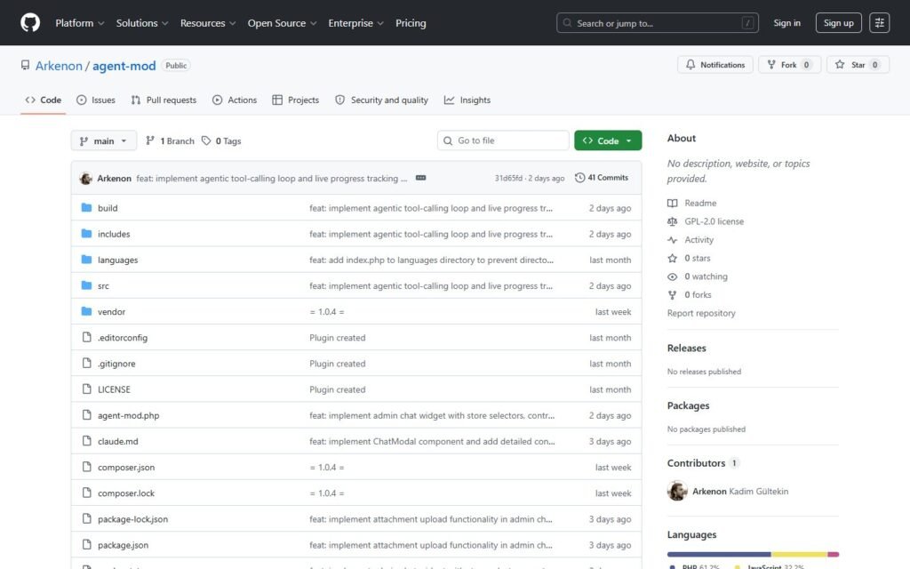 AgentMod vs Niwa AI: Native WordPress Agent or Business Operator?: official github.com website screenshot