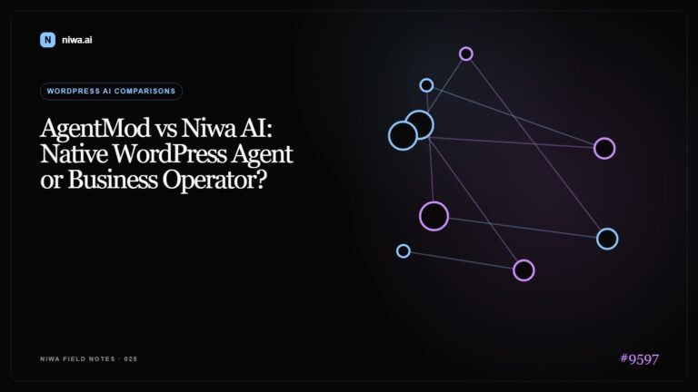 AgentMod vs Niwa AI: Native WordPress Agent or Business Operator? — Niwa AI visual guide
