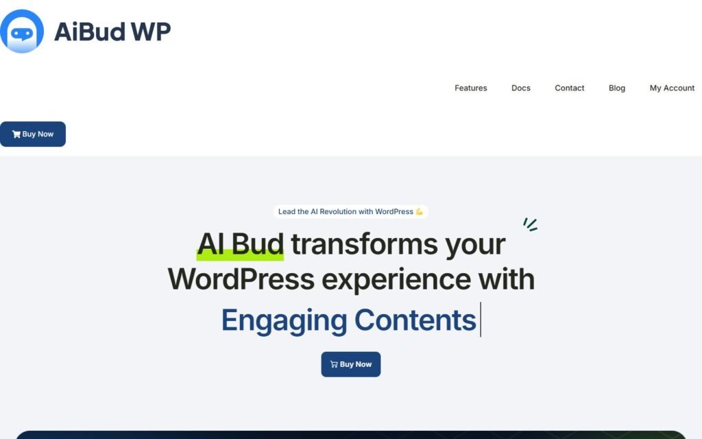 AI Bud vs Niwa AI: WordPress AI Toolkit or Business Agent?: official aibudwp.com website screenshot
