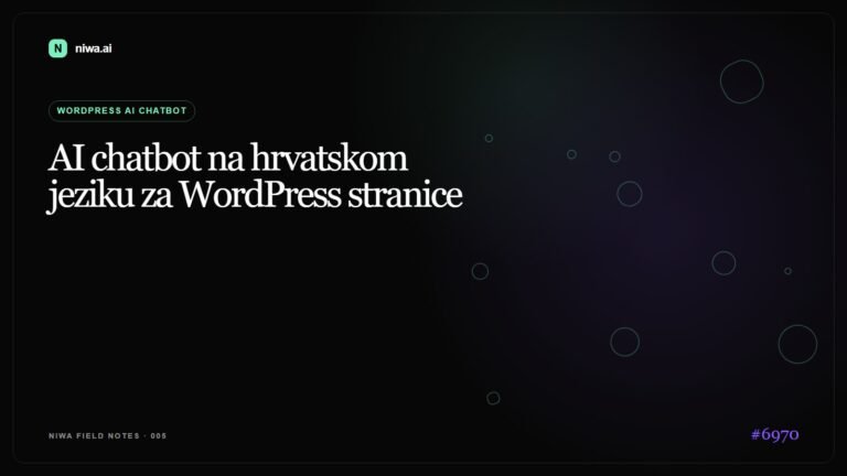 AI chatbot na hrvatskom jeziku za WordPress stranice — Niwa AI visual guide