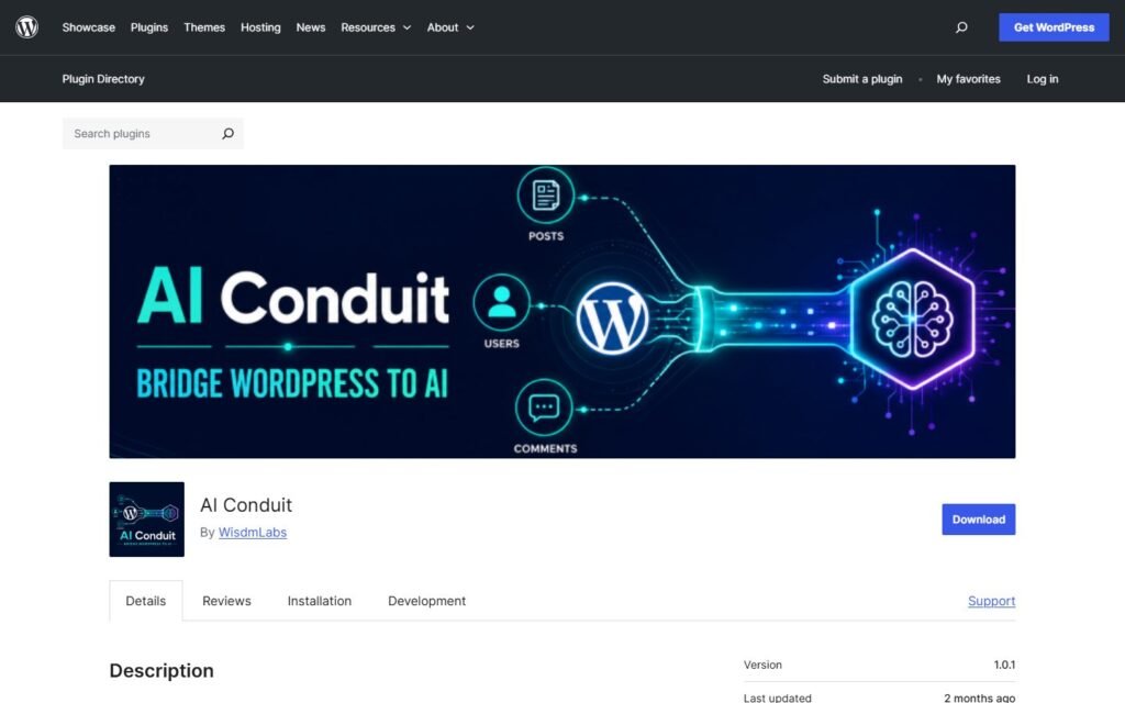 AI Conduit vs Niwa AI: Read-Only MCP or WordPress Business Operator?: official wordpress.org website screenshot