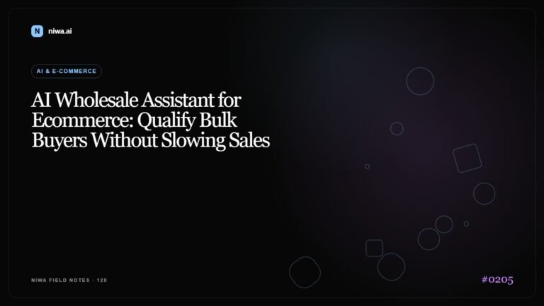 AI Wholesale Assistant for Ecommerce: Qualify Bulk Buyers Without Slowing Sales — Niwa AI visual guide