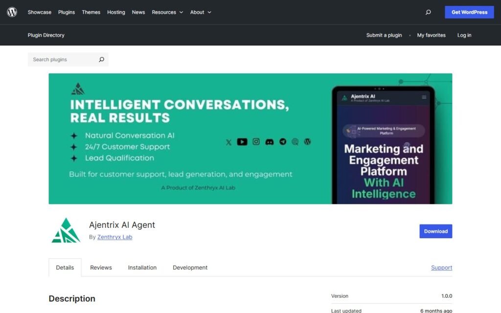 Ajentrix vs Niwa AI: Which WordPress AI Agent Fits Your Business?: official wordpress.org website screenshot
