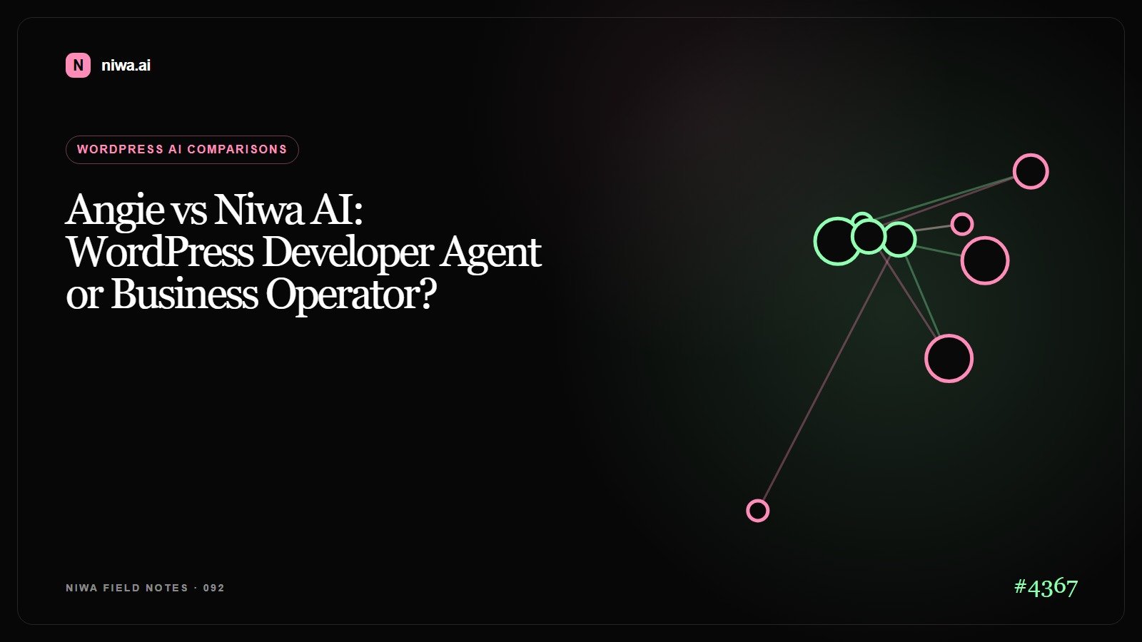 Angie vs Niwa AI: WordPress Developer Agent or Business Operator? — Niwa AI visual guide