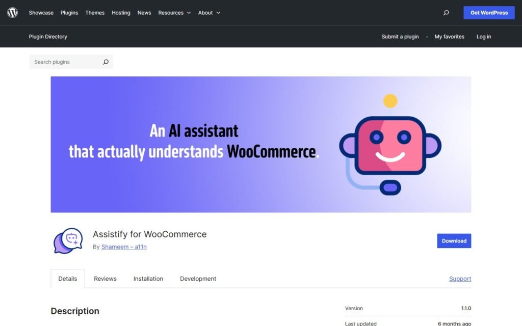 Assistify vs Niwa AI: WooCommerce AI Agents Compared: official wordpress.org website screenshot