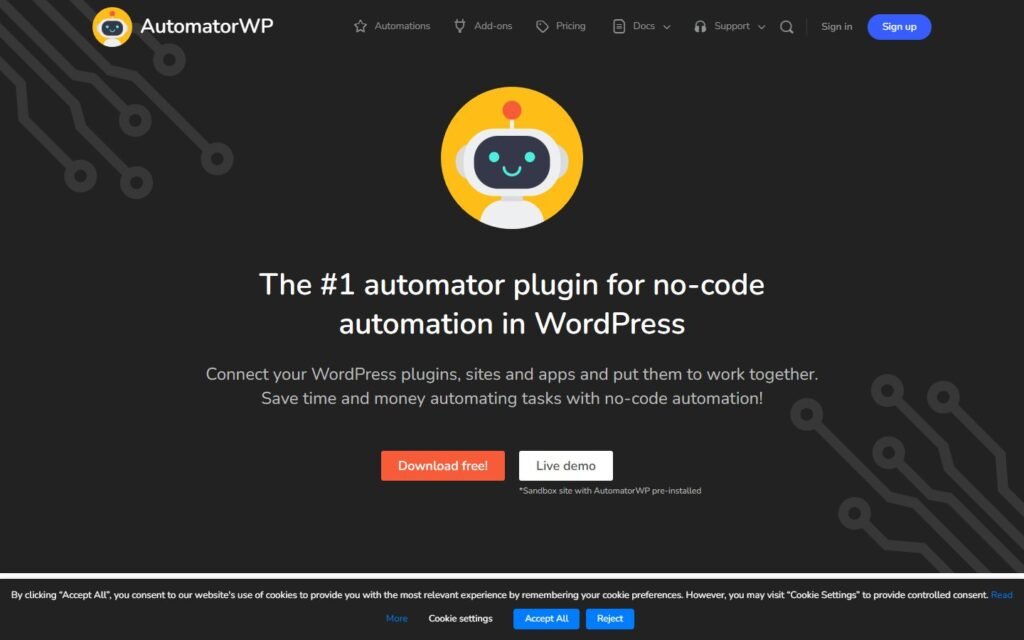 AutomatorWP vs Niwa AI: Workflow Automation or WordPress AI Agent?: official automatorwp.com website screenshot