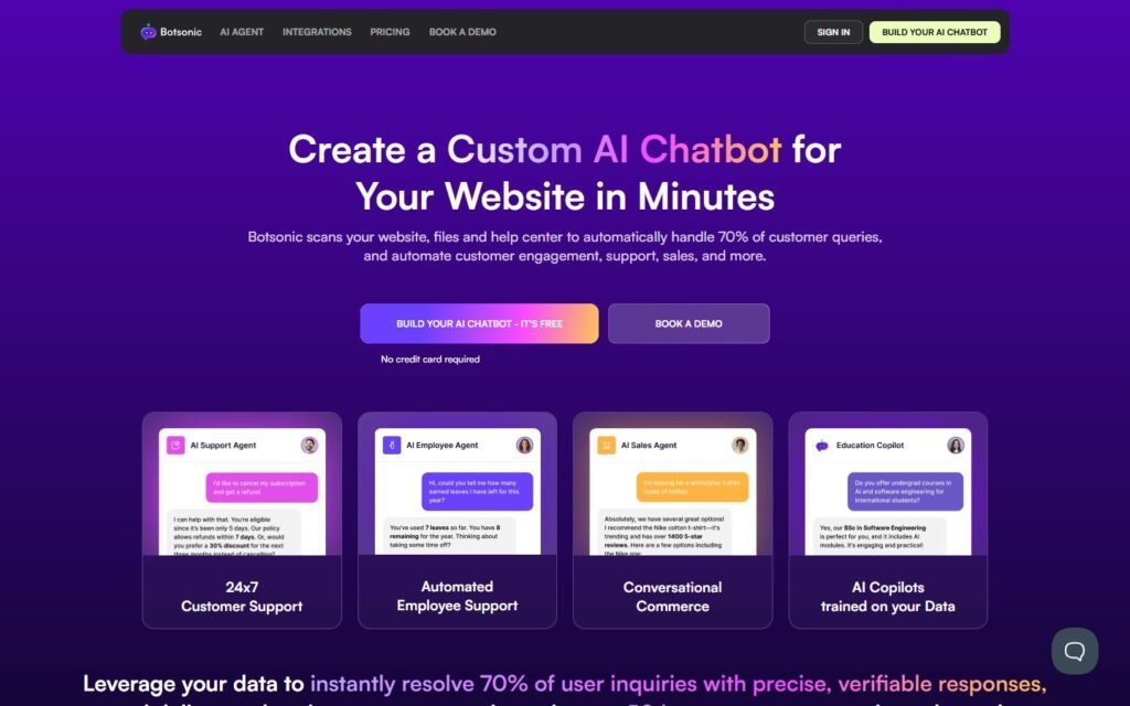 Botsonic vs Niwa AI: Chatbot or WordPress Business Agent?: official botsonic.com website screenshot