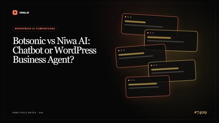 Botsonic vs Niwa AI: Chatbot or WordPress Business Agent? — Niwa AI visual guide
