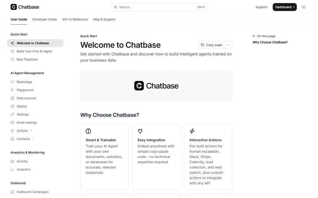 Chatbase vs Niwa AI: Support Agent or WordPress Operator?: official www.chatbase.co website screenshot