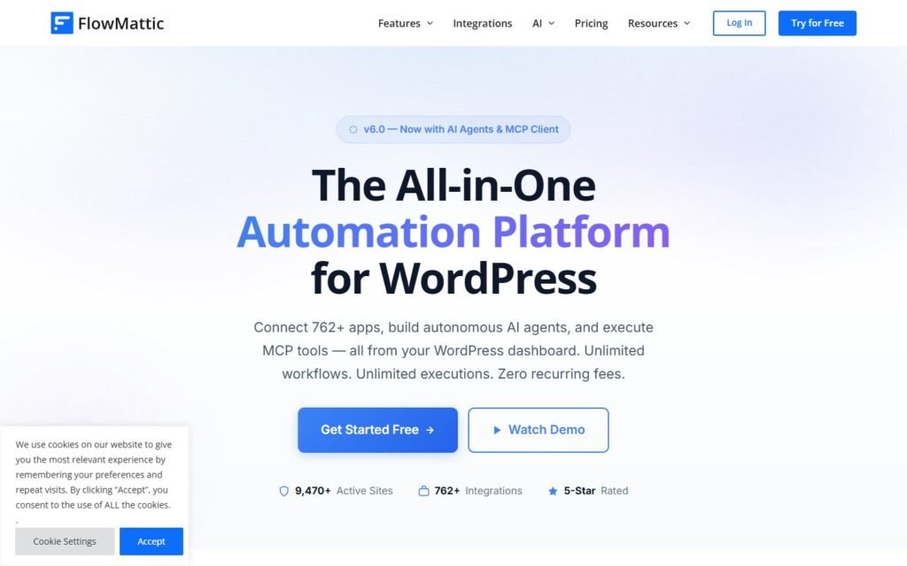 FlowMattic vs Niwa AI: Automation Platform or WordPress AI Operator?: official flowmattic.com website screenshot