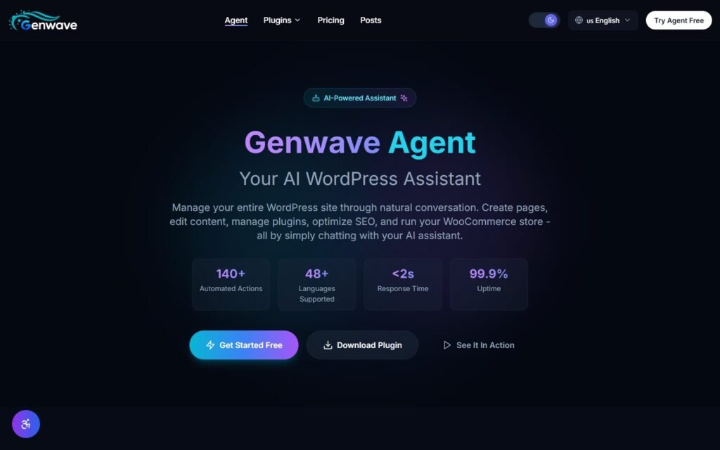 Genwave vs Niwa AI: Which WordPress AI Agent Fits Your Business?: official genwave.ai website screenshot