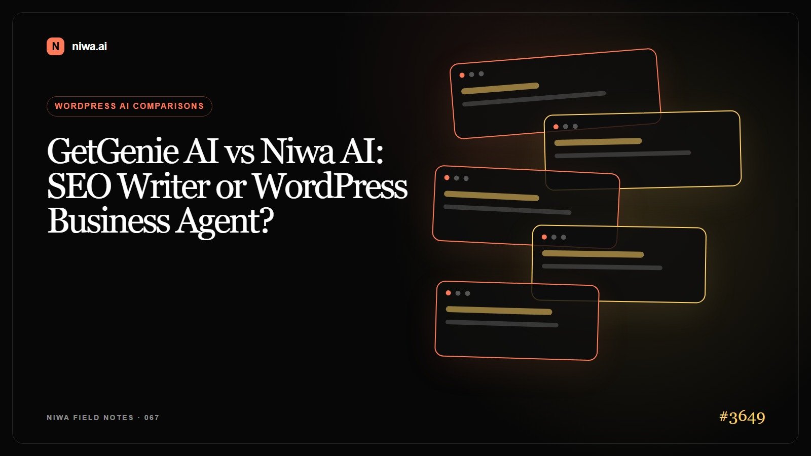 GetGenie AI vs Niwa AI: SEO Writer or WordPress Business Agent? — Niwa AI visual guide