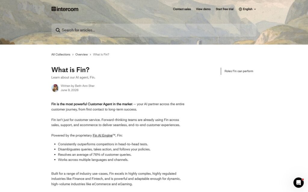Intercom Fin vs Niwa AI: Customer Agent or WordPress Operator?: official www.intercom.com website screenshot