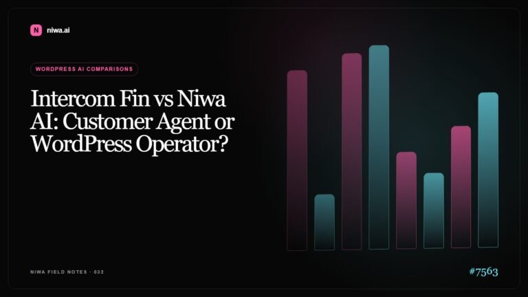 Intercom Fin vs Niwa AI: Customer Agent or WordPress Operator? — Niwa AI visual guide