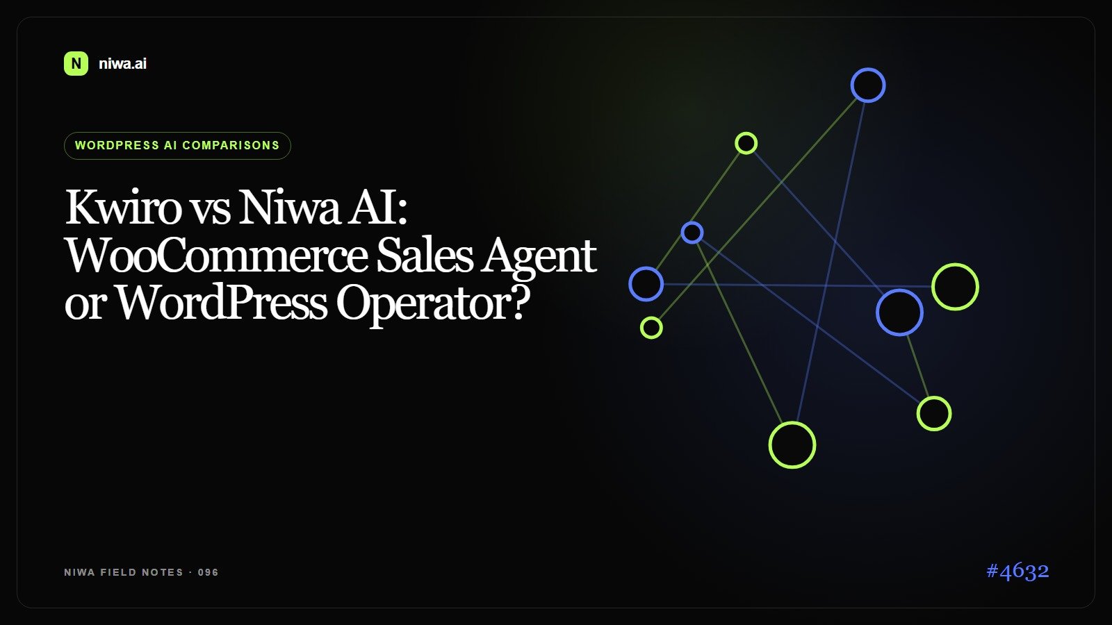 Kwiro vs Niwa AI: WooCommerce Sales Agent or WordPress Operator? — Niwa AI visual guide