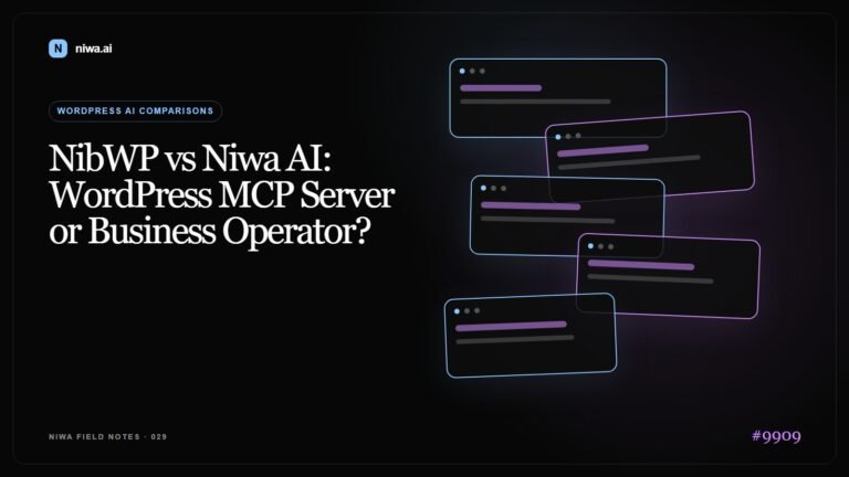 NibWP vs Niwa AI: WordPress MCP Server or Business Operator? — Niwa AI visual guide