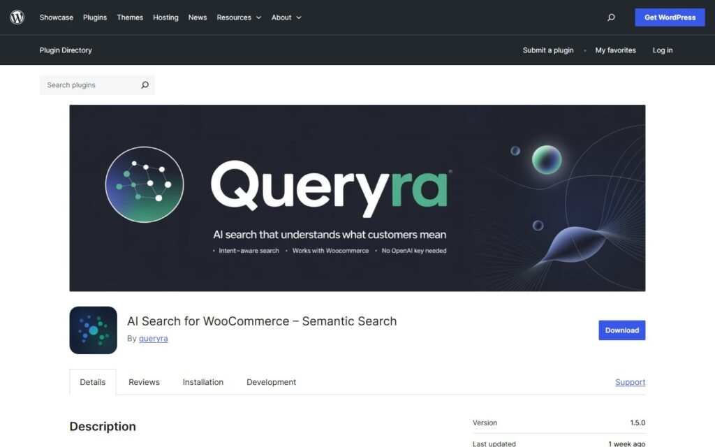 Queryra AI Search vs Niwa AI: Search Plugin or WordPress Business Agent?: official wordpress.org website screenshot