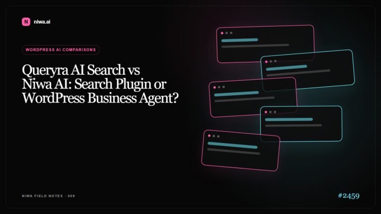 Queryra AI Search vs Niwa AI: Search Plugin or WordPress Business Agent? — Niwa AI visual guide