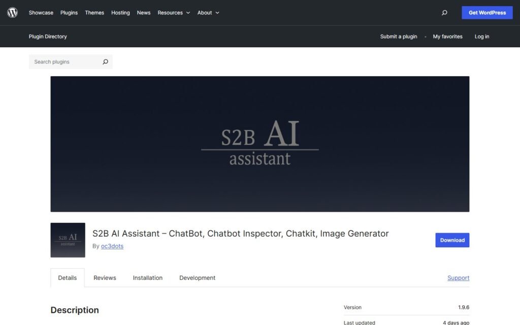 S2B AI Assistant vs Niwa AI: ChatKit Widget or WordPress Agent?: official wordpress.org website screenshot