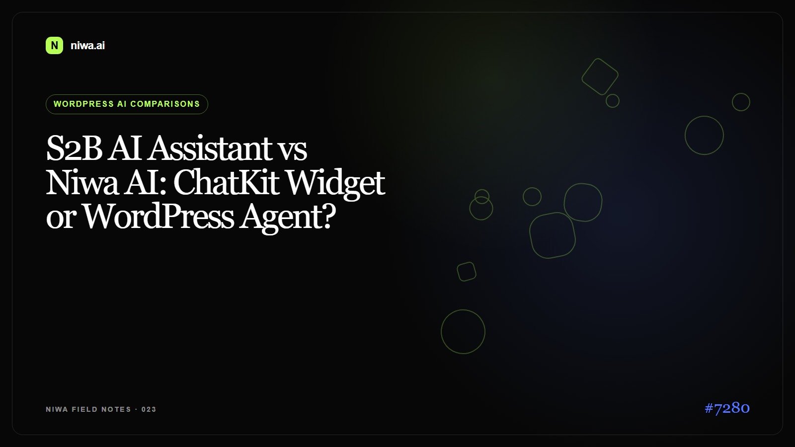 S2B AI Assistant vs Niwa AI: ChatKit Widget or WordPress Agent? — Niwa AI visual guide