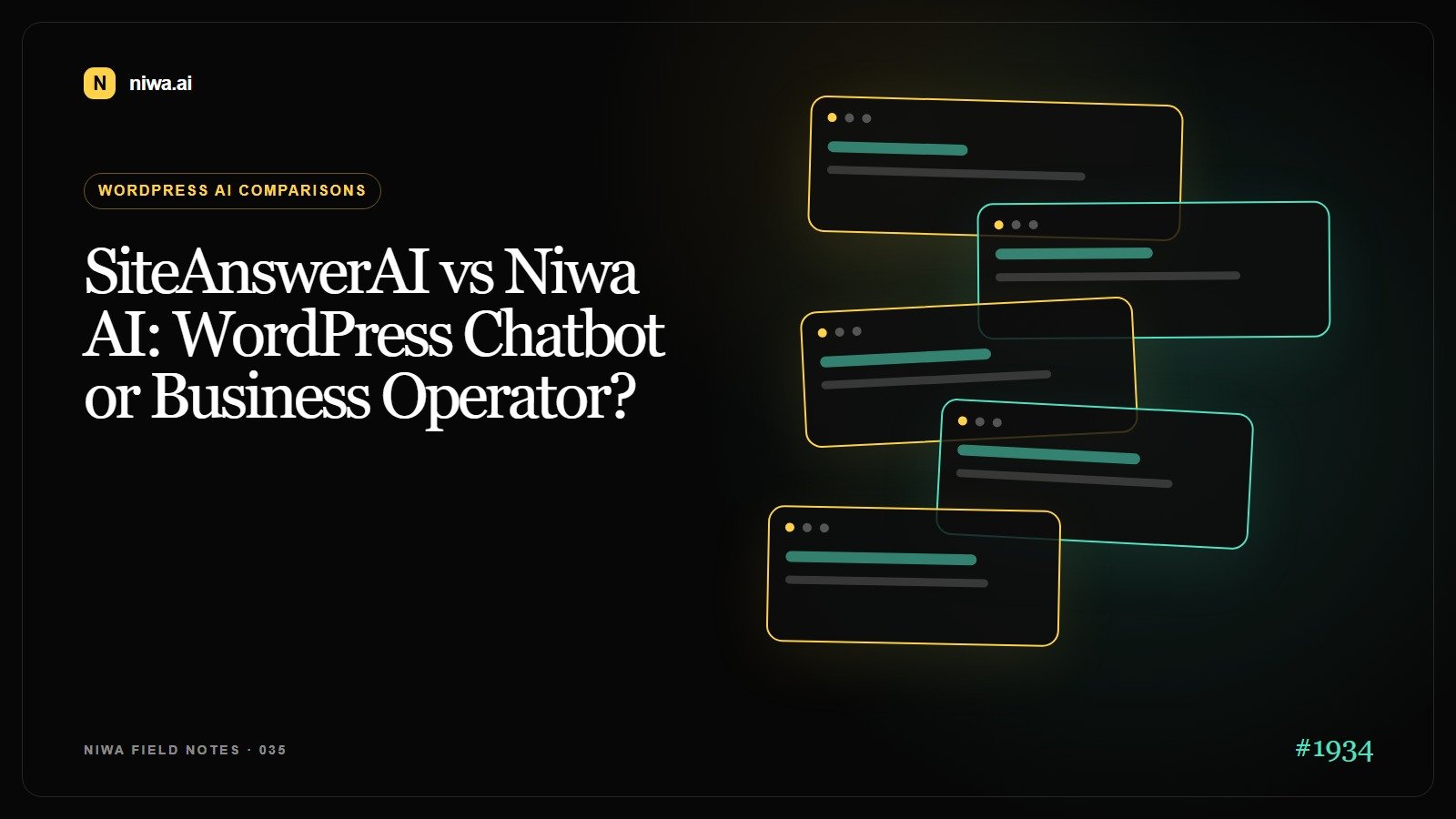 SiteAnswerAI vs Niwa AI: WordPress Chatbot or Business Operator? — Niwa AI visual guide
