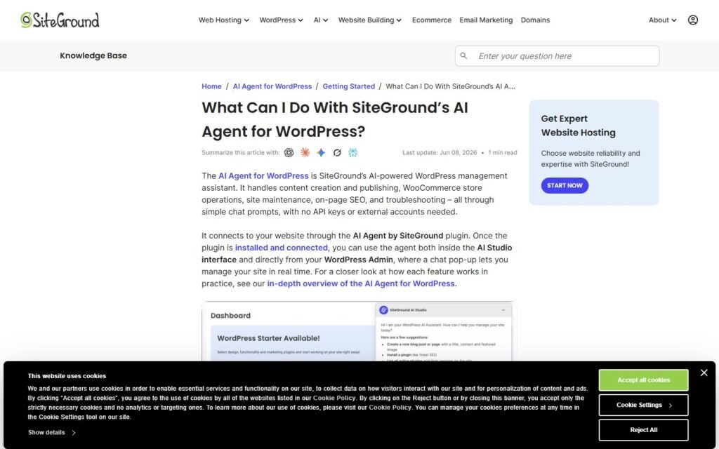 SiteGround AI Agent vs Niwa AI: Which WordPress AI Agent Is Better?: official www.siteground.com website screenshot