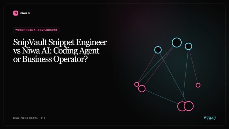 SnipVault Snippet Engineer vs Niwa AI: Coding Agent or Business Operator? — Niwa AI visual guide