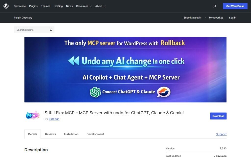 StifLi Flex MCP vs Niwa AI: WordPress AI Agents Compared: official wordpress.org website screenshot