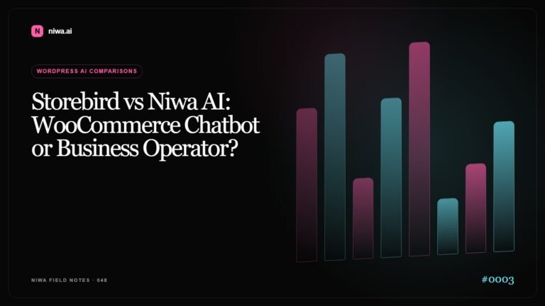 Storebird vs Niwa AI: WooCommerce Chatbot or Business Operator? — Niwa AI visual guide