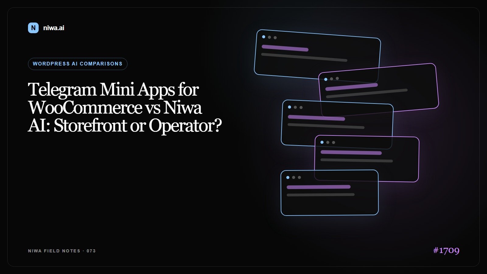 Telegram Mini Apps for WooCommerce vs Niwa AI: Storefront or Operator? — Niwa AI visual guide