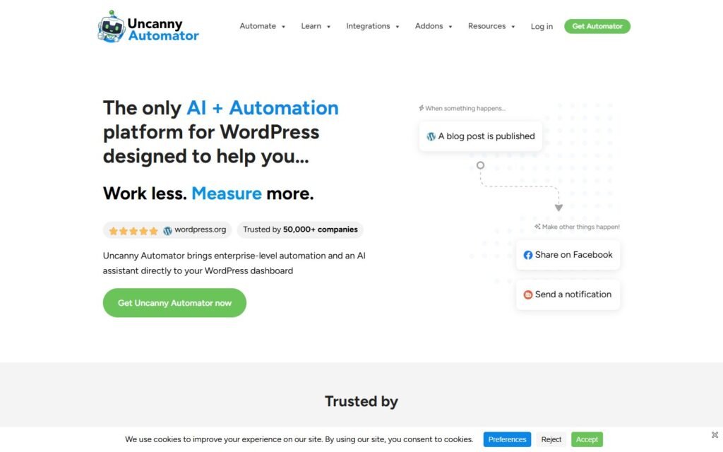 Uncanny Agent vs Niwa AI: Automation or WordPress Business Operator?: official automatorplugin.com website screenshot