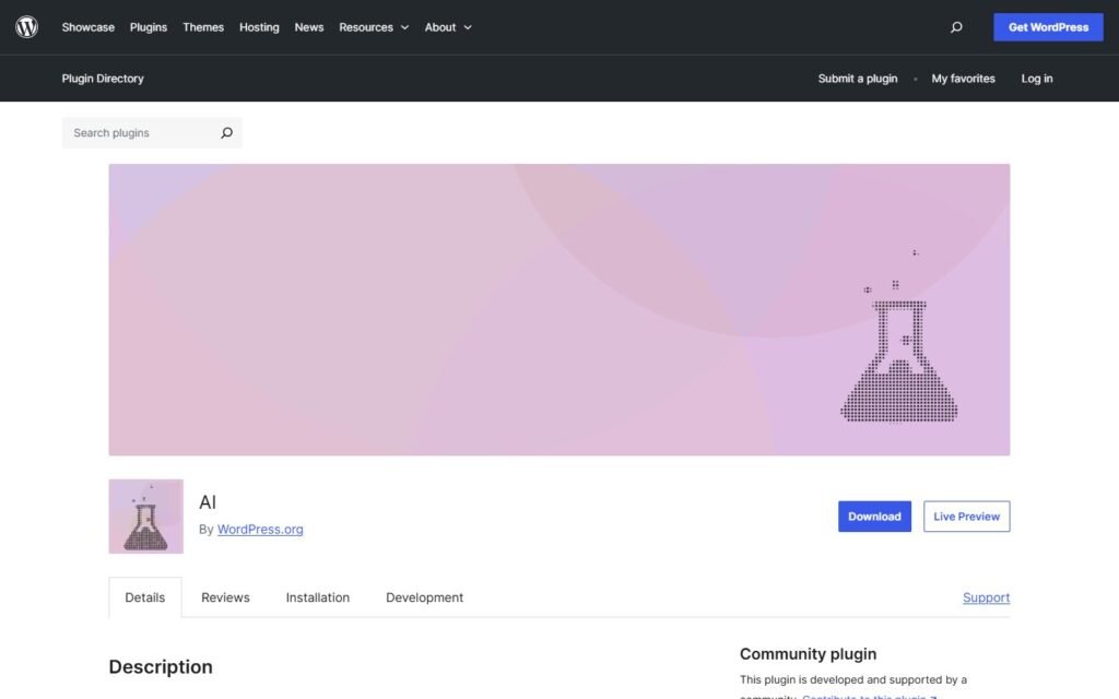WordPress AI Plugin vs Niwa AI: Toolkit or Business Agent?: official wordpress.org website screenshot