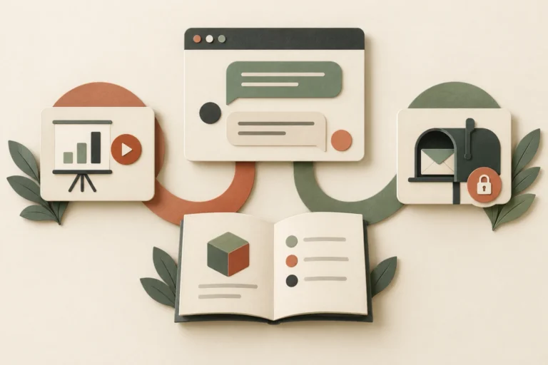 Website conversation linked to a demo route and a private customer support route