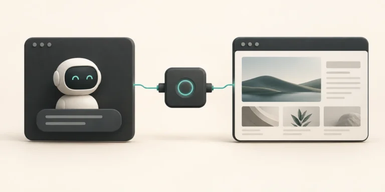 Conceptual connection between an assistant, an MCP module and a website